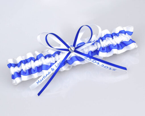 weiß-blaues Strumpfband - individuell