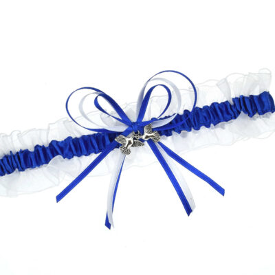 Hochzeitsstrumpfband Blau mit wählbarem Charm.