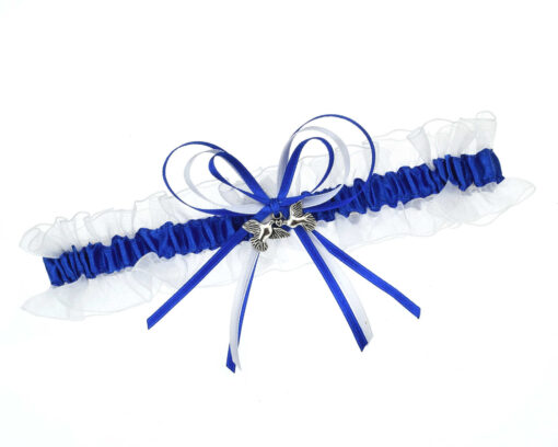 Hochzeitsstrumpfband Blau mit wählbarem Charm.